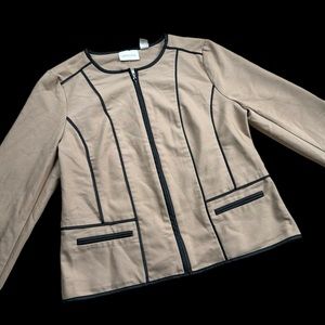 Chicos tan brown black zip up neutral business casual statement jacket xs